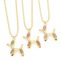 Cubic Zircon Micro Pave Brass Necklace, with 5cm extender chain, Dog, plated, fashion jewelry & micro pave cubic zirconia cm [