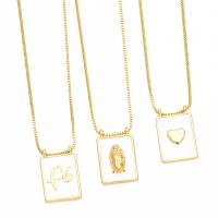 Brass Jewelry Necklace, with 5cm extender chain, Rectangle, plated, fashion jewelry & enamel cm 