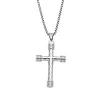 Zinc Alloy Necklace, with 304 Stainless Steel Chain, Cross, plated, fashion jewelry, silver color cm 