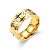 Нержавеющая сталь Rhinestone палец кольцо, 201 нержавеющая сталь, Другое покрытие, ювелирные изделия моды & Мужский & со стразами, Много цветов для выбора, 8MM, продается PC