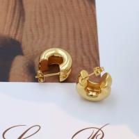 Edelstahl Stud Ohrring, 304 Edelstahl, plattiert, Modeschmuck & für Frau, Goldfarbe, 9.5x16mm, verkauft von Paar