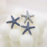 Cubic Zirconia Micro Pave Brass Earring, Starfish, fashion jewelry & for woman & with rhinestone [