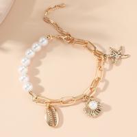 Plastic Pearl Bracelets, Iron, with Plastic Pearl & Zinc Alloy, fashion jewelry & ocean design & for woman 
