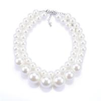 Collar de perlas de plástico, aleación de zinc, con Perlas plásticas, con 2.76inch extender cadena, chapado, Doble capa & Joyería & para mujer, longitud:aproximado 14.6 Inch, aproximado  16.9 Inch, Vendido por UD