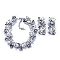 Conjunto de joyería de diamantes de imitación de la aleación de Zinc, con Taladro de vidrio, chapado, diferentes estilos para la opción & para mujer, Vendido por UD[