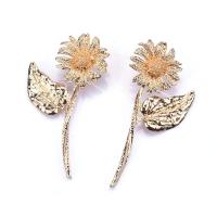 Zinc Alloy Drop Earring, Sunflower, plated, fashion jewelry & for woman [