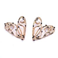 Zinc Alloy Rhinestone Stud Earring, Heart, plated, for woman & with rhinestone & hollow [