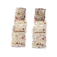 Zinc Alloy Rhinestone Drop Earring, Geometrical Pattern, gold color plated, fashion jewelry & for woman & with rhinestone 