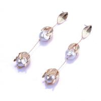 Boucle d'oreille en alliage de zinc en plastique perle, avec perle de plastique, Placage de couleur d'or, Vintage & pour femme Vendu par paire[