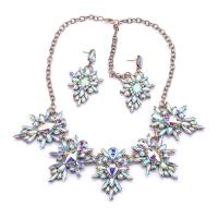 Rhinestone Zinc Alloy Jewelry Set, earring & necklace, with Glass Rhinestone, with 3.15inch extender chain, Geometrical Pattern, plated, 2 pieces & fashion jewelry & for woman Approx 20.5 Inch 