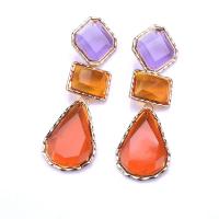 Resin Zinc Alloy Earring, with Resin, Geometrical Pattern, gold color plated, fashion jewelry & for woman 