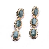 Enamel Zinc Alloy Drop Earring, Oval, gold color plated, fashion jewelry & for woman [