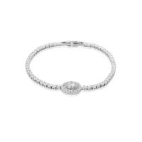 Rhinestone Brass Bracelets, platinum plated, fashion jewelry & for woman & with rhinestone Approx 19 cm [
