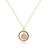 Cubic Zircon Micro Pave Brass Necklace, with 7cm extender chain, 18K gold plated, fashion jewelry & micro pave cubic zirconia & for woman & hollow, golden Approx 38 cm [