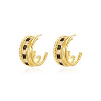 Rhinestone Brass Stud Earring, 18K gold plated, fashion jewelry & for woman & with rhinestone 
