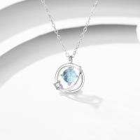 Cubic Zirconia Micro Pave Sterling Silver Necklace, 925 Sterling Silver, with Lampwork, with 1.97inch extender chain, fashion jewelry & micro pave cubic zirconia & for woman Approx 15.74 Inch [