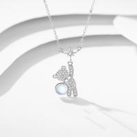Cubic Zircon Micro Pave Sterling Silver Necklace, 925 Sterling Silver, with Lampwork, with 1.97inch extender chain, Bear, plated, fashion jewelry & micro pave cubic zirconia & for woman Approx 15.74 Inch 