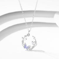 Cubic Zirconia Micro Pave Sterling Silver Necklace, 925 Sterling Silver, with Lampwork, with 1.97inch extender chain, fashion jewelry & micro pave cubic zirconia & for woman Approx 15.74 Inch [