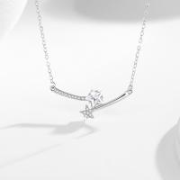 Cubic Zircon Micro Pave Sterling Silver Necklace, 925 Sterling Silver, with 1.97inch extender chain, fashion jewelry & micro pave cubic zirconia & for woman Approx 15.74 Inch [