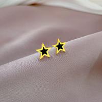 Titanium Steel Earrings, with Shell, Star, Vacuum Ion Plating, fashion jewelry & for woman [