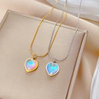 Titanium Steel Jewelry Necklace, with Resin, with 1.97inch extender chain, Heart, Vacuum Ion Plating, fashion jewelry & for woman Approx 15.75 Inch [