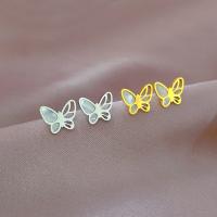 Titanium Steel Earrings, with Shell, Butterfly, Vacuum Ion Plating, fashion jewelry & for woman [