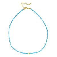 Glass Seed Beads Necklace, Seedbead, with Zinc Alloy, with 5cm extender chain, Star, gold color plated, Bohemian style & for woman Approx 45 cm 