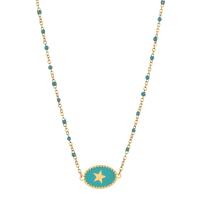 Stainless Steel Jewelry Necklace, 304 Stainless Steel, with 5cm extender chain, Star, Vacuum Ion Plating, Bohemian style & for woman & enamel Approx 45 cm 