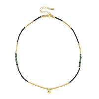Stainless Steel Jewelry Necklace, 304 Stainless Steel, with Seedbead & turquoise, with 5cm extender chain, Vacuum Ion Plating & Bohemian style & for woman Approx 45 cm 