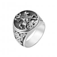Titanium Steel Finger Ring, silver color plated, fashion jewelry & for man [