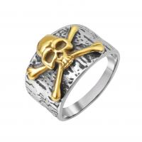 Titanium Steel Finger Ring, Skull, silver color plated, fashion jewelry & for man [