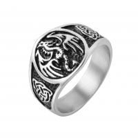 Titanium Steel Finger Ring, silver color plated, fashion jewelry & for man 