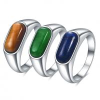 Titanium Steel Finger Ring, with Natural Stone, plated, fashion jewelry & for woman 8mm [