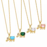Cubic Zircon Micro Pave Brass Necklace, with Gemstone, with 5cm extender chain, Elephant, plated, fashion jewelry & micro pave cubic zirconia cm [