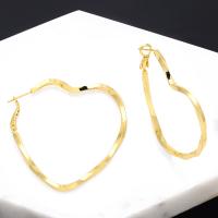 Brass Drop Earring, Heart, plated, fashion jewelry, golden 