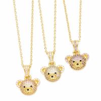 Cubic Zircon Micro Pave Brass Necklace, with Gemstone, with 5cm extender chain, Bear, plated, fashion jewelry & micro pave cubic zirconia cm [