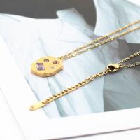 Zirkonia Edelstahl Halskette, 304 Edelstahl, mit kubischer Zirkonia, mit Verlängerungskettchen von 5CM, plattiert, Modeschmuck & für Frau, Goldfarbe, Länge:ca. 45 cm, verkauft von PC