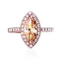 Cubic Zirconia Finger Ring, Zinc Alloy, plated & micro pave cubic zirconia & for woman, rose gold color 