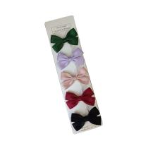 Alligator Hair Clip, Polyester and Cotton, with Iron, Bowknot, 5 pieces & for children, mixed colors, 60mm [