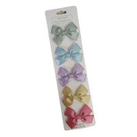 Alligator Hair Clip, Polyester and Cotton, with Iron, Bowknot, 5 pieces & for children, mixed colors, 60mm [
