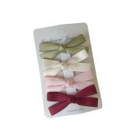 Alligator Hair Clip, Polyester and Cotton, with Iron, Bowknot, 4 pieces & for children, mixed colors, 60mm 