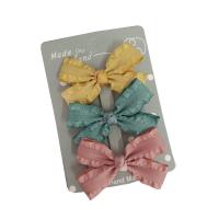 Alligator Hair Clip, Polyester and Cotton, with Iron, Bowknot, three pieces & for children, mixed colors, 60mm 