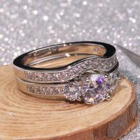 Rhinestone Zinc Alloy Finger Ring, plated, Unisex & micro pave rhinestone, silver color 