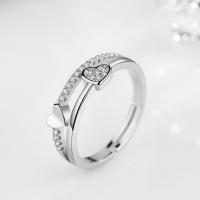 Rhinestone Zinc Alloy Finger Ring, plated, micro pave rhinestone & for woman 