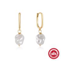 Sterling Silver Drop Earring, 925 Sterling Silver, with Plastic Pearl, fashion jewelry & for woman 
