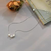 Freshwater Pearl Brass Necklace, with Brass, with 5cm extender chain, fashion jewelry & for woman, white, 7-8mm Approx 38 cm 