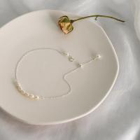 Tobillera de joyería de moda, Perlas cultivadas de agua dulce, con metal, para mujer, Blanco, 4.5-5mm, longitud:aproximado 22 cm, Vendido por UD