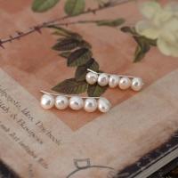Aretes de agua dulce perla latón, Perlas cultivadas de agua dulce, con metal, Joyería & para mujer, Blanco, 4-5mm, Vendido por Par