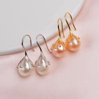 Freshwater Pearl Brass Earring, with Brass, fashion jewelry & for woman 10-11mm 