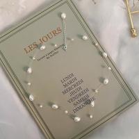 Freshwater Pearl Brass Necklace, with Brass, fashion jewelry & for woman, white, 3-4mm,7-8mm 